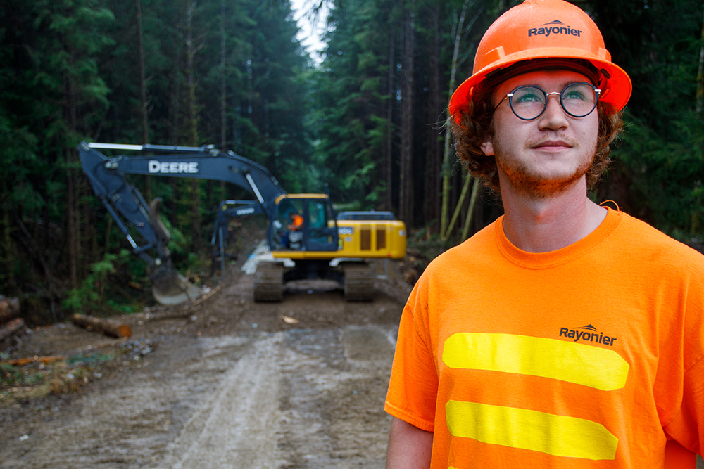 A forest engineer oversees a bridge replacement project