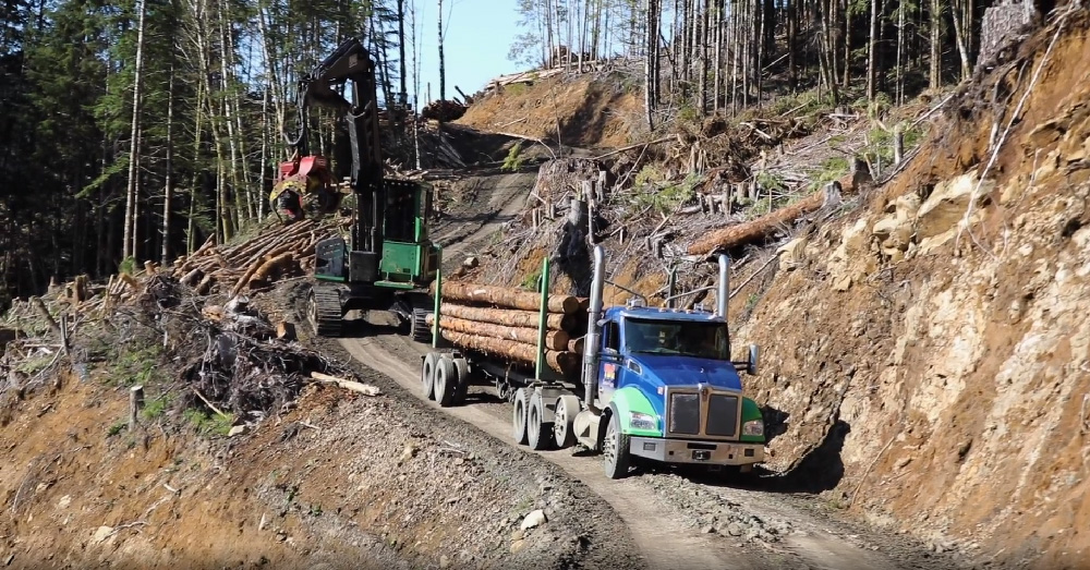 Loaded log truck Pacific Northwest