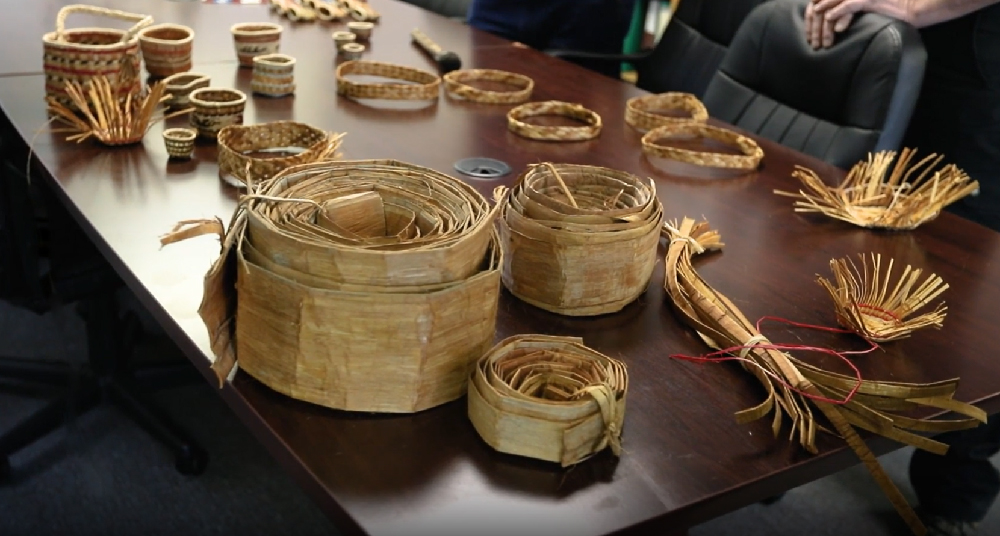 Examples of Peeled Cedar Bark and Baskets