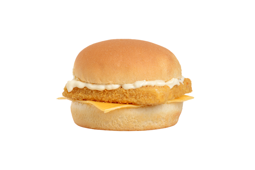 Fish fillet sandwich made with wood pulp