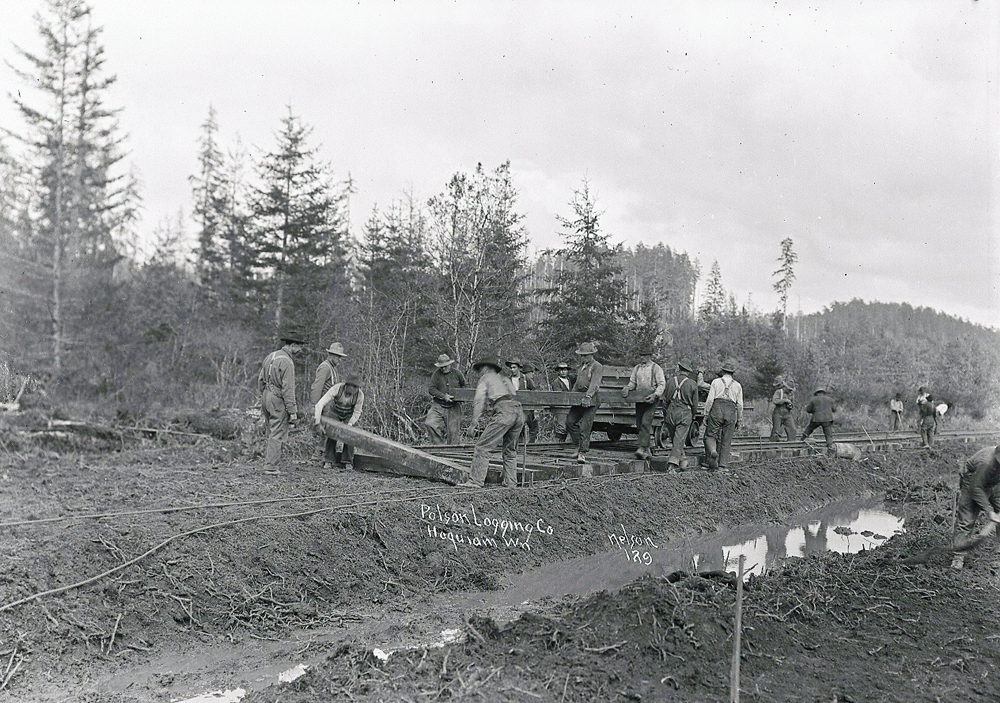 Logging Railroad Crew Lays Tracks