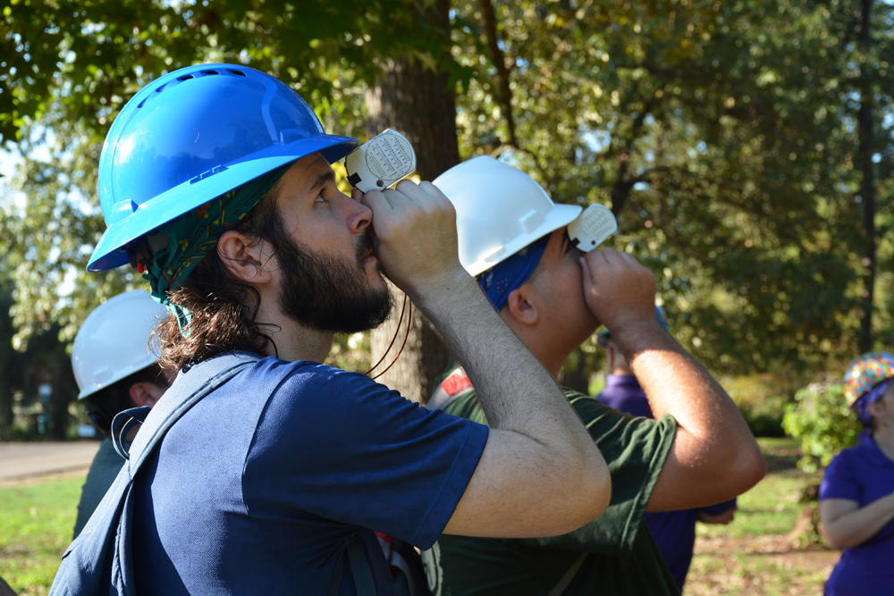 measuring tree height in forestry school