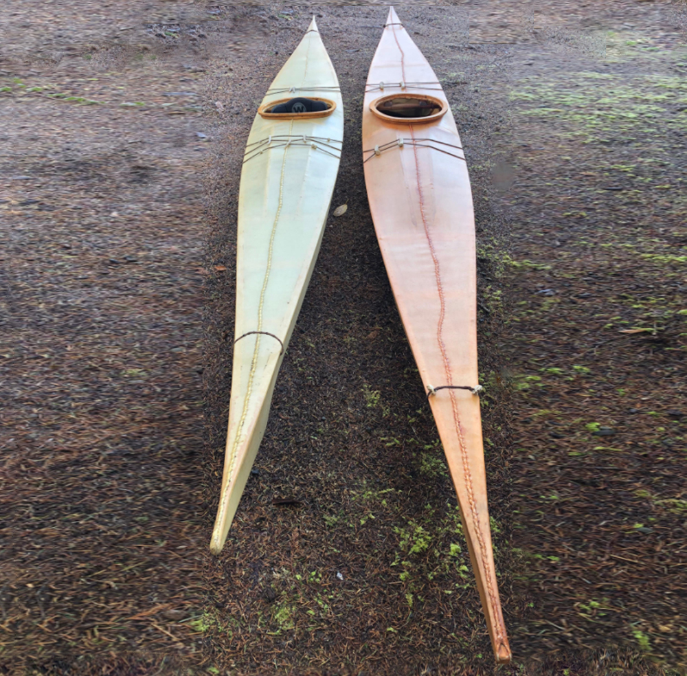Two East Greenland Style kayaks built by Neris