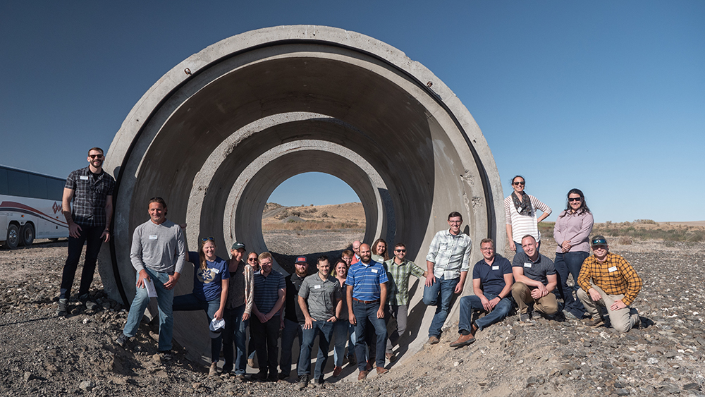 Agforestry class standing in columbia basin pipe