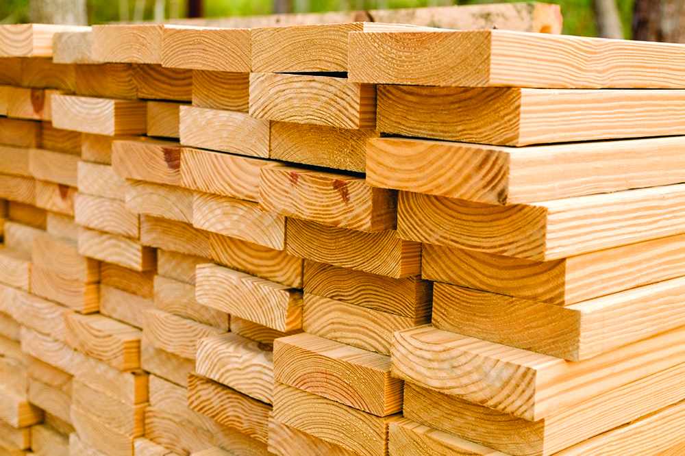 stack of lumber from a sustainably managed forest